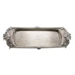 George III silver snuffer tray having a gadrooned edge and with shell form decoration, makers Thomas