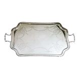 Edward VII silver two handled tray having engraved ribbon and swag decoration, makers William Lister