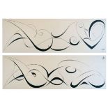 Julian Cox (b.1961) - Pair of acrylics on canvas - Female Forms, each signed, 120cm x 40cm A.R.