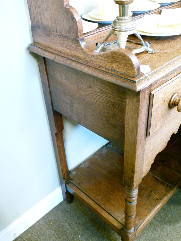 19th Century oak high dresser, the open backed plate rack having moulded cornice, fitted four - Image 7 of 7