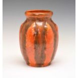 Royal Lancastrian uranium glaze ovoid lobed vase by Richard Joyce, impressed and incised marks, 20.