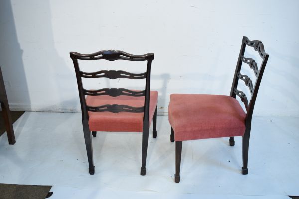 Set of twelve Georgian style mahogany dining chairs, each having a pierced ladder back, wide seat - Image 3 of 8