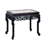 Late 19th/early 20th Century Chinese carved hardwood rectangular plantstand having an inset marble
