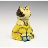 Joan and David de Bethel papier-mâché figure of a seated cat having typical brightly coloured