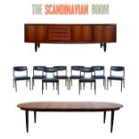 Danish Modern Design – 1960's rosewood eight person dining suite comprising: A Copenhagen No.33