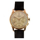 Carrol - Gentleman's Chronographe Suisse wristwatch, 18ct gold, manual wind, off-white dial with