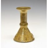 Elton Ware gold and platinum crackle glazed candlestick, the flared conical foot with oval prunts,