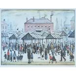Laurence Stephen Lowry (1887-1976) - Signed limited edition print - Market Scene In A Northern Town,