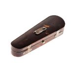 Victorian silver mounted tortoiseshell box in the form of a violin case, the silver mounts