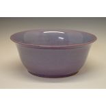 Large Chinese bowl having a Jun type speckled glaze in pink, lilac and pale blue, unmarked, 42.