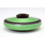 David Andersen silver, two-tone green and purple guilloche enamel bowl and cover by Thorbjorn Lie-