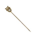 Diamond and pearl lovers heart stickpin the 4mm wide pearl (untested and unwarranted) enclosed by