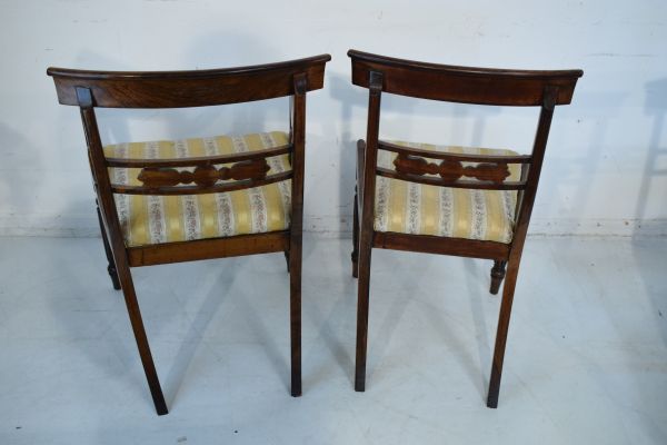 Set of eight William IV rosewood and simulated rosewood yoke back dining chairs, each having a - Image 4 of 8