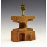 Modern Design - Brian Wilsher - A wooden abstract lamp base, unsigned, 18.5cm high exclusive of