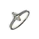 Diamond single stone ring, platinum mounted, the marquise cut stone of approximately 0.51 carats