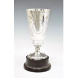 Chinese Interest - Victorian silver vase having engraved foliate decoration in the Aesthetic