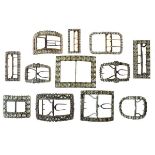 Twelve various Artois style and other buckles with paste borders, 52mm - 84mm wide Condition: Please