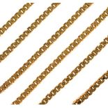 Chain, stamped '18', of rosette links in the round, 102cm long, 89.9g gross Condition: Width of