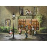 Deborah Jones (1921-2012) - Oil on board - Tibb's Doll And Toy Shop, signed, 29cm x 39.5cm A.R.