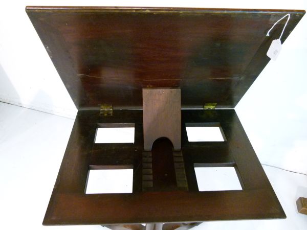 George III mahogany reading table having an adjustable rectangular top, standing on a tapered - Image 3 of 7