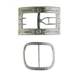 George III Irish silver buckle, maker possibly Daniel Popkins, Dublin, no date letter, 57mm side and