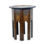 Late 19th/early 20th Century Moorish mother-of-pearl boxwood inlaid octagonal top occasional table