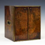 Late 19th/early 20th Century brass bound figured walnut table top chest fitted three interior