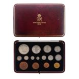 George VI fifteen coin specimen set 1937, Farthing to Crown including Maundy money, in original