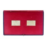 Pair of 18ct gold Sir Winston Churchill Stamp Replicas, issued in 1965 by Metal Import Limited, with