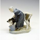 Royal Copenhagen figure - Girl With Calf No.779, 15.5cm high Condition: Tiny chip to tip of cow's