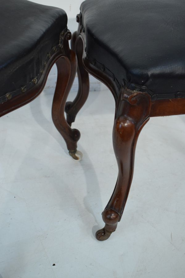 Eight Victorian Athenaeum style walnut spoon back dining chairs, each having a carved pierced - Image 4 of 7