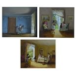 Deborah Jones (1921-2012) - Three oils on board - Period Interior Scenes With Children, each signed,