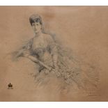 After W Heydemann - Monochrome print - Portrait of Queen Mary, framed and glazed Condition: