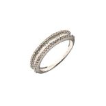 18ct white gold half eternity ring set baguette cut diamonds, size N½ Condition: