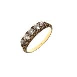 Dress ring set five graduated diamonds, size K½ Condition: