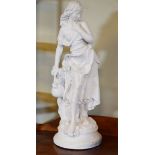 White painted composite stone figure of a female water carrier Condition: