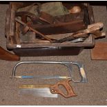 Box of vintage workshop hand tools, smoothing plane etc Condition: