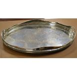 Silver plated oval two handled gallery tray Condition: