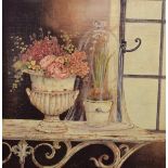 Pair of varnished prints mounted on canvas depicting still-life's of flowers Condition: