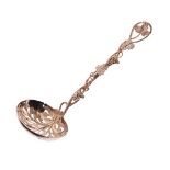 Victorian silver sifting spoon having a pierced bowl and grape vine handle, hallmarks worn, 0.9oz