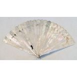 19th Century Cantonese finely engraved brise fan having allover decoration depicting figures amongst