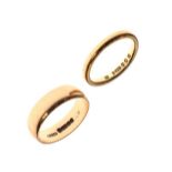 Two 9ct gold wedding bands Condition: