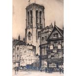 Edward Sharland - Etching - Temple Church, Bristol, signed in pencil together with two coloured