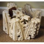 Architectural stone carving - Gothic design hexagonal boss and one other stone carving Condition: