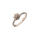 9ct white gold diamond set daisy cluster ring, size L Condition: