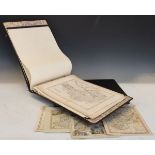 Two folios containing antique hand coloured and other engraved prints and maps Condition: