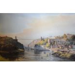 Kenneth Tadd - Signed coloured print - Hotwells and the Clifton Suspension Bridge, published by