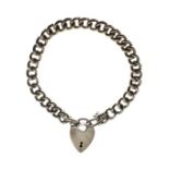 Silver curb link bracelet with padlock clasp Condition: