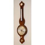19th Century rosewood wheel barometer by Sutton of Bristol, having an engraved dial, scale,