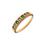 Dress ring set alternate diamonds and emerald coloured stones, size R Condition: